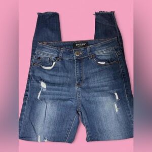 ENJEAN Women's Distressed Skinny Jeans - Dark Blue